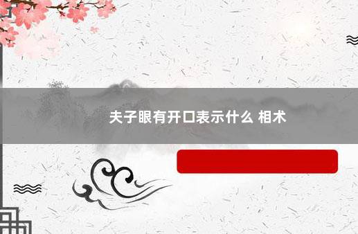 夫子眼有开口表示什么 相术