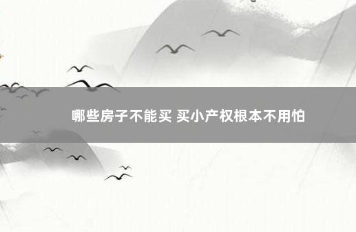 哪些房子不能买 买小产权根本不用怕