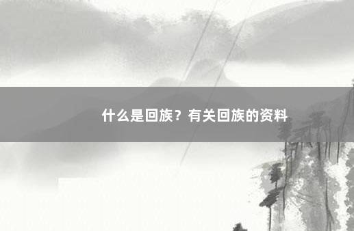 什么是回族？有关回族的资料