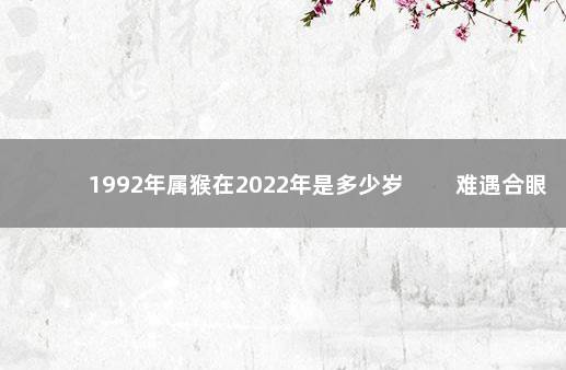 1992年属猴在2022年是多少岁 　　难遇合眼异性