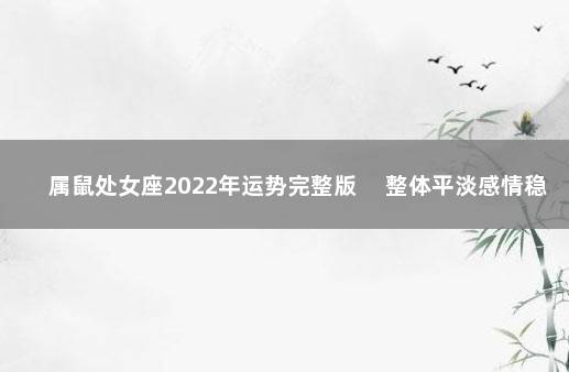 属鼠处女座2022年运势完整版 　整体平淡感情稳定