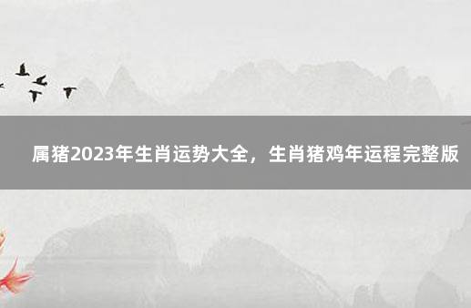 属猪2023年生肖运势大全，生肖猪鸡年运程完整版 属猪的人2023年的运势及运程