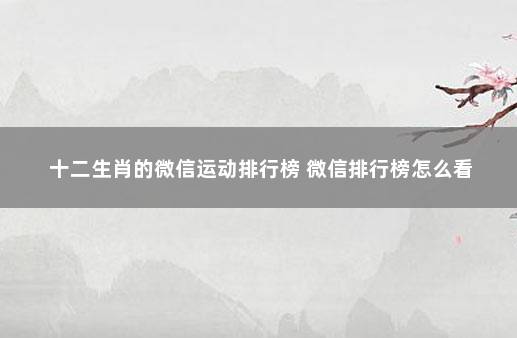 十二生肖的微信运动排行榜 微信排行榜怎么看