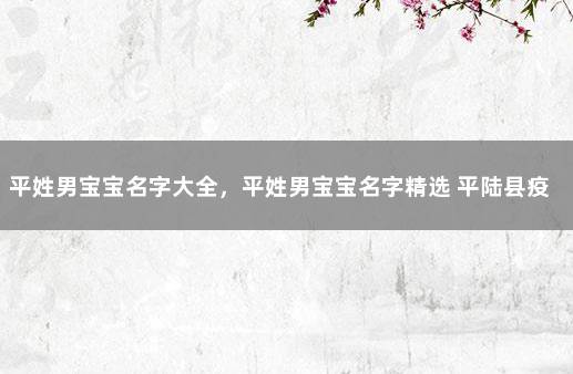 平姓男宝宝名字大全，平姓男宝宝名字精选 平陆县疫情最新消息