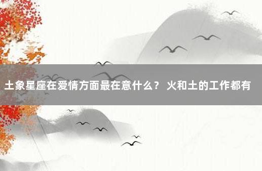 土象星座在爱情方面最在意什么？ 火和土的工作都有哪些