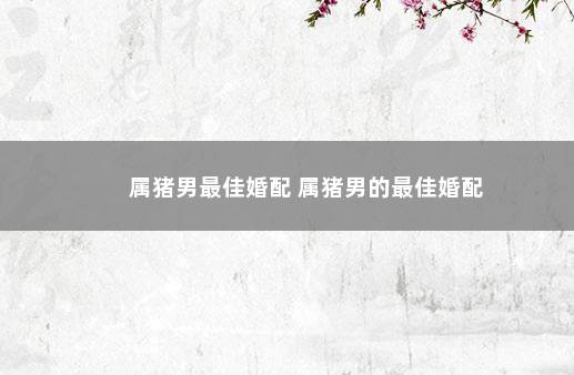 属猪男最佳婚配 属猪男的最佳婚配