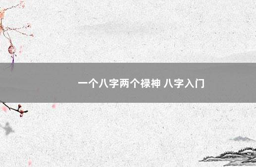 一个八字两个禄神 八字入门