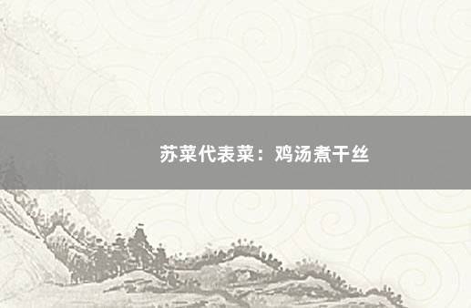 苏菜代表菜：鸡汤煮干丝