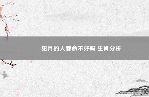 犯月的人都命不好吗 生肖分析