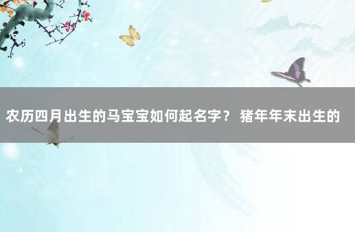 农历四月出生的马宝宝如何起名字？ 猪年年末出生的孩子取名