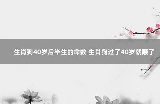 生肖狗40岁后半生的命数 生肖狗过了40岁就顺了