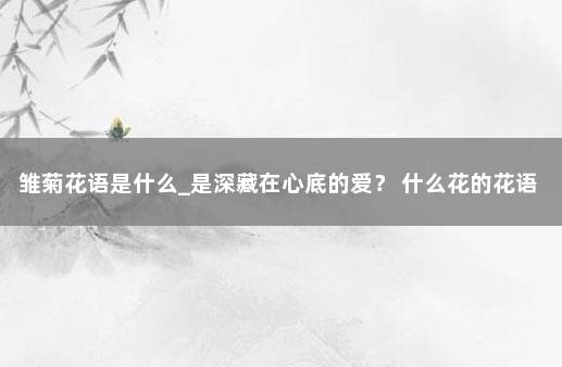 雏菊花语是什么_是深藏在心底的爱？ 什么花的花语是藏在心底的爱