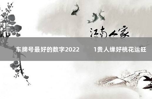 车牌号最好的数字2022 　　1贵人缘好桃花运旺