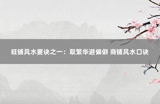 旺铺风水要诀之一：取繁华避偏僻 商铺风水口诀