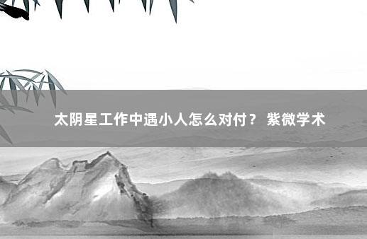 太阴星工作中遇小人怎么对付？ 紫微学术