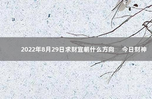 2022年8月29日求财宜朝什么方向 　今日财神方位变化