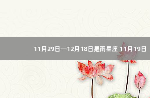 11月29日—12月18日是雨星座 11月19日有雨吗