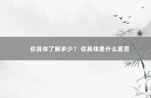 你具体了解多少？ 你具体是什么意思