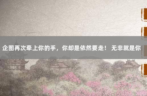 企图再次牵上你的手，你却是依然要走！ 无非就是你牵过别人牵过的手