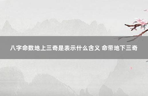 八字命数地上三奇是表示什么含义 命带地下三奇