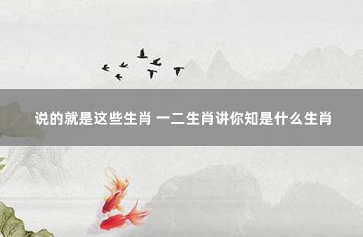 说的就是这些生肖 一二生肖讲你知是什么生肖