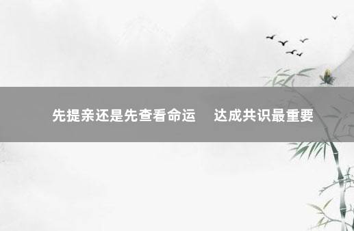 先提亲还是先查看命运 　达成共识最重要
