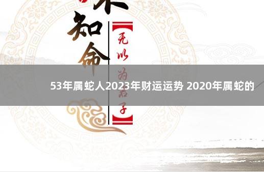 53年属蛇人2023年财运运势 2020年属蛇的人财运怎么样