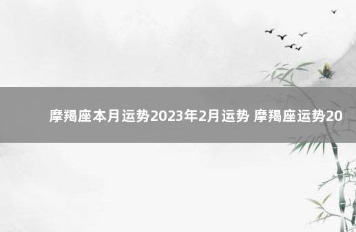 摩羯座本月运势2023年2月运势 摩羯座运势2023年的运气