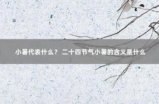 小暑代表什么？ 二十四节气小暑的含义是什么