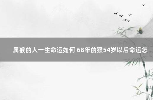 属猴的人一生命运如何 68年的猴54岁以后命运怎么样