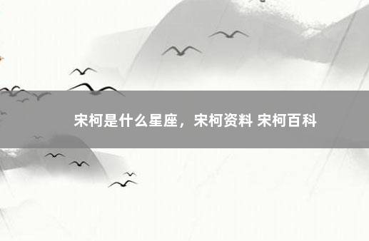 宋柯是什么星座，宋柯资料 宋柯百科