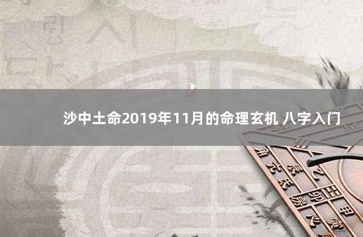 沙中土命2019年11月的命理玄机 八字入门