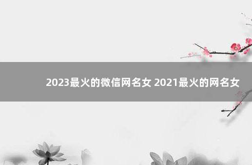 2023最火的微信网名女 2021最火的网名女