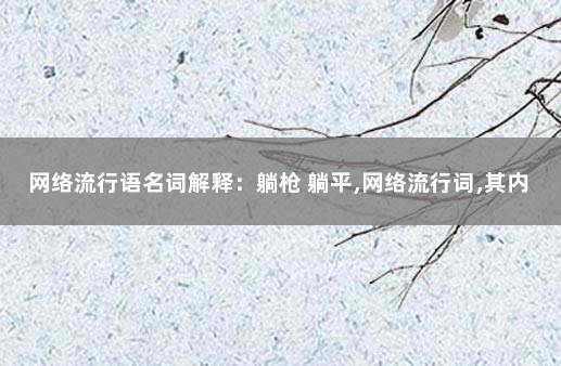 网络流行语名词解释：躺枪 躺平,网络流行词,其内涵说法多样