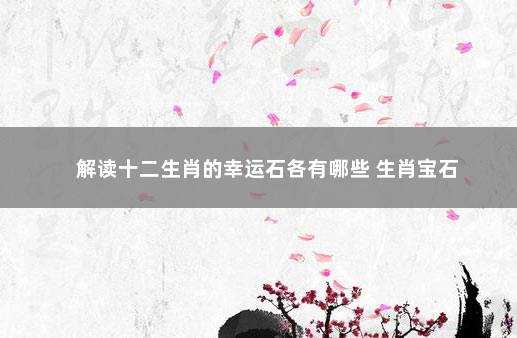 解读十二生肖的幸运石各有哪些 生肖宝石