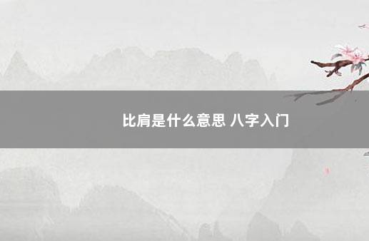 比肩是什么意思 八字入门
