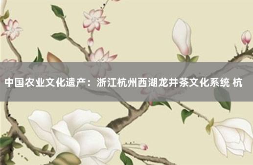中国农业文化遗产：浙江杭州西湖龙井茶文化系统 杭州特产西湖龙井