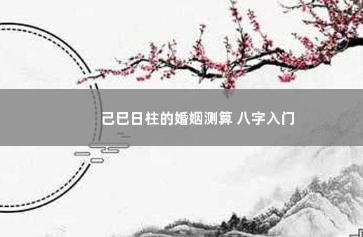 己巳日柱的婚姻测算 八字入门