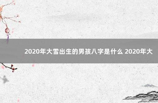2020年大雪出生的男孩八字是什么 2020年大雪出生的男孩命运：