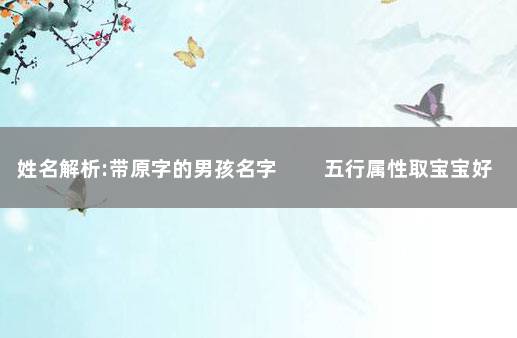 姓名解析:带原字的男孩名字 　　五行属性取宝宝好名