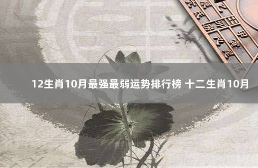 12生肖10月最强最弱运势排行榜 十二生肖10月运势详解