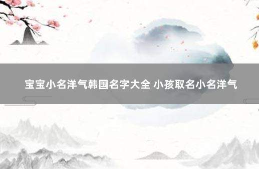 宝宝小名洋气韩国名字大全 小孩取名小名洋气