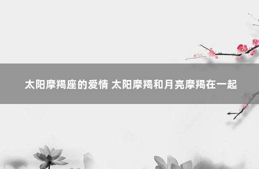 太阳摩羯座的爱情 太阳摩羯和月亮摩羯在一起