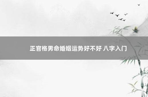 正官格男命婚姻运势好不好 八字入门