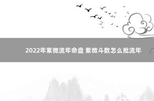 2022年紫微流年命盘 紫微斗数怎么批流年