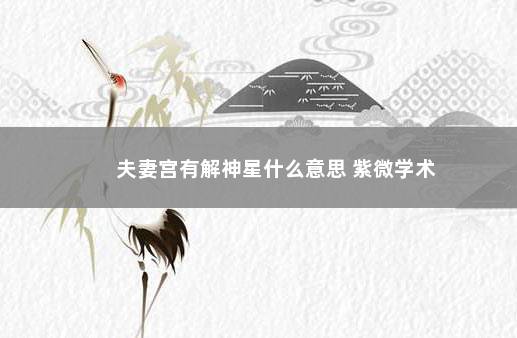 夫妻宫有解神星什么意思 紫微学术