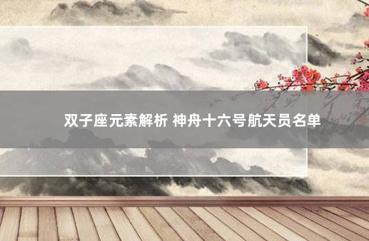 双子座元素解析 神舟十六号航天员名单
