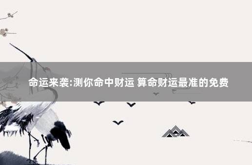 命运来袭:测你命中财运 算命财运最准的免费