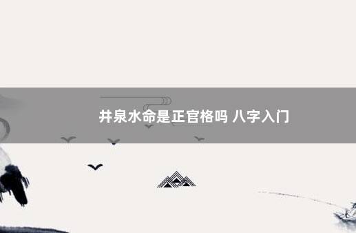 井泉水命是正官格吗 八字入门