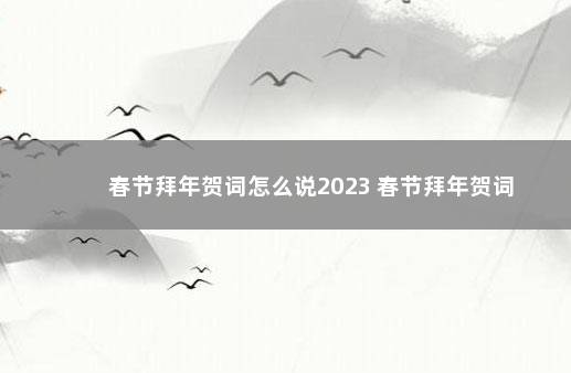 春节拜年贺词怎么说2023 春节拜年贺词